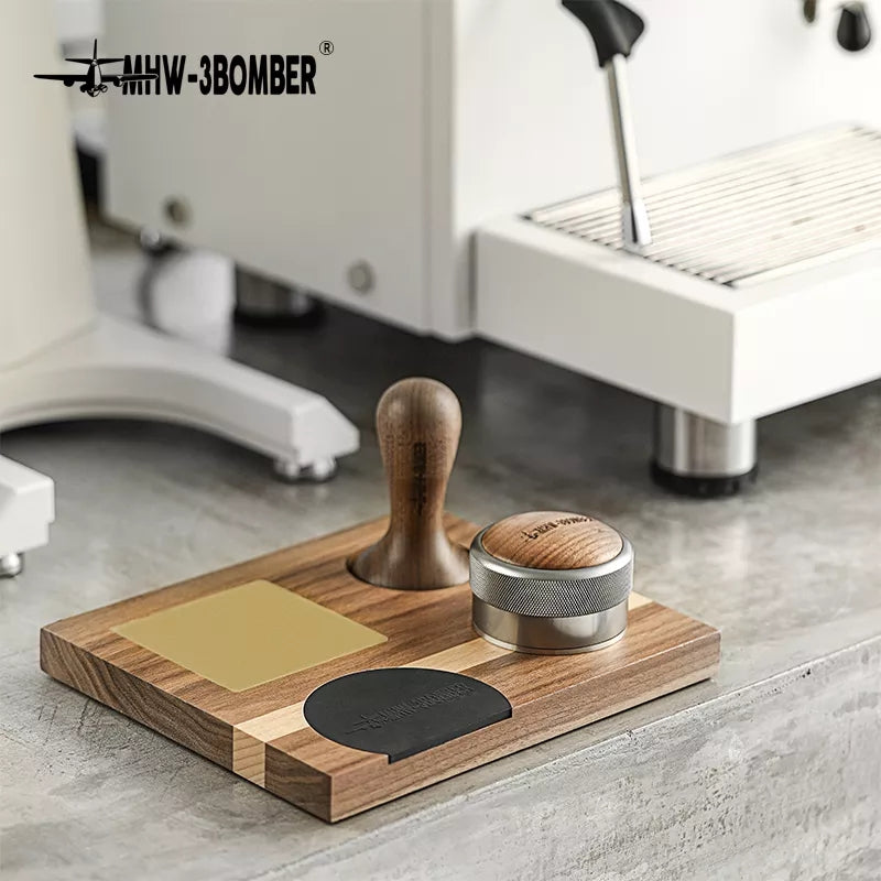 MHW-3BOMBER Vintage Wood Coffee Tamping Station
