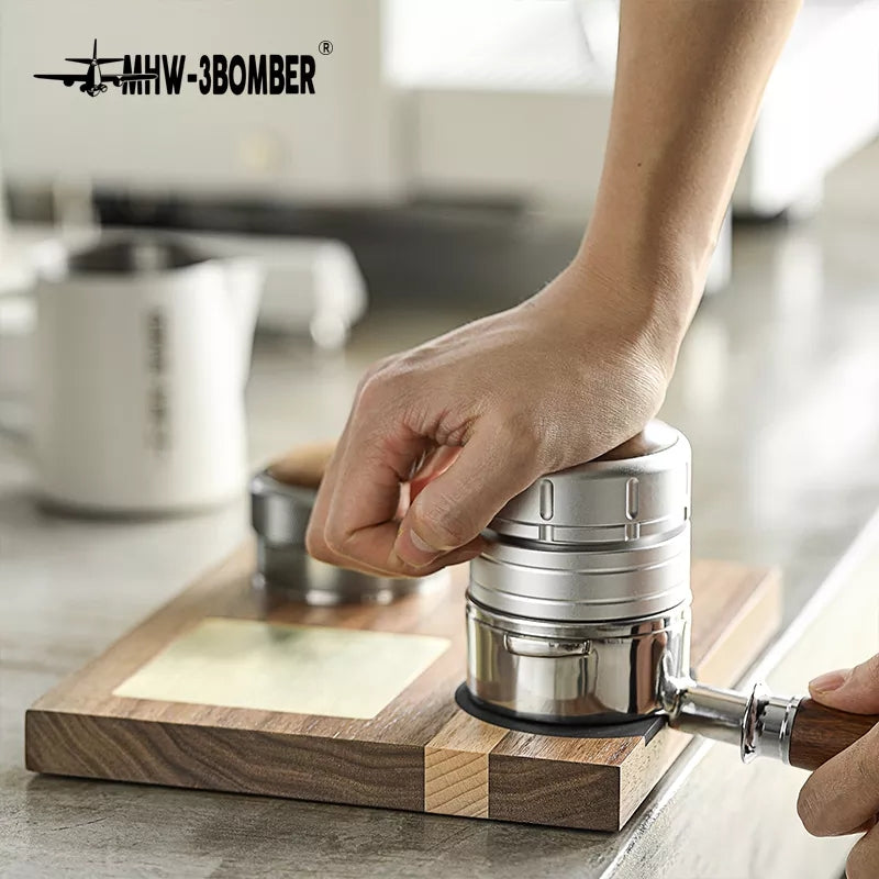 MHW-3BOMBER Vintage Wood Coffee Tamping Station