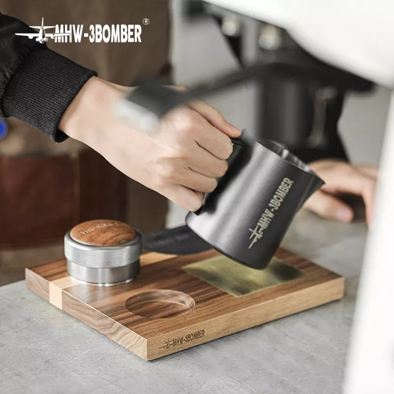 MHW-3BOMBER Vintage Wood Coffee Tamping Station